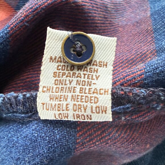 Vintage Havana small blue orange long sleeve button down flannel shirt shacket - Picture 12 of 12